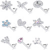 316L Surgical Stainless Steel Light Sky Blue Cubic Zirconia L-Shaped Nose Rings WG135CD-13-2