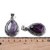 Natural Amethyst Teardrop Pendants G-A093-03AS-01-3