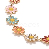 Enamel Daisy Link Chain Necklace NJEW-P220-01G-03-2