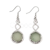 Hexagon Natural Green Aventurine Dangle Earrings EJEW-K298-01P-03-4