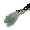 Cone Natural Green Aventurine Pendant Necklace with Nylon Rope for Women G-H286-08G-3