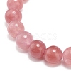 Natural Strawberry Quartz & Quartz Crystal Round Beaded Stretch Bracelet BJEW-JB09014-5