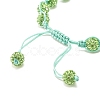 Sparkling Ball Rhinestone Braided Bead Bracelet for Women BJEW-JB07703-02-5