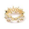 Brass with Cubic Zirconia Open Cuff Rings RJEW-B053-05-3