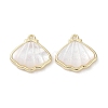 Brass Pave Shell Charms KK-G491-41G-1