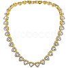 1Pc Heart Zinc Alloy Crystal Rhinestone Cup Chain Tennis Necklaces for Women NJEW-SP0001-06G-1