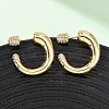Brass Micro Pave Cubic Zirconia C-Shaped Stud Earrings EJEW-B153-05G-2
