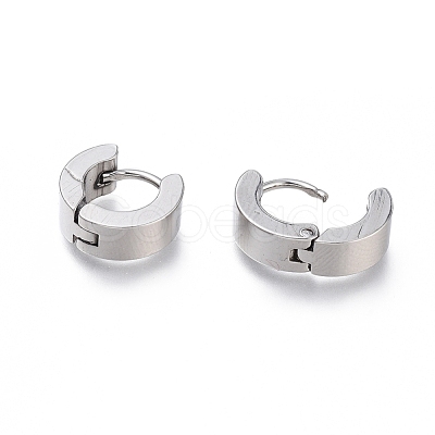 304 Stainless Steel Huggie Hoop Earrings EJEW-O087-09D-P-1