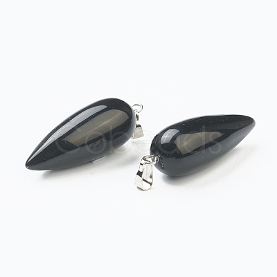 Natural Obsidian Pointed Pendants G-F705-01B-P-1