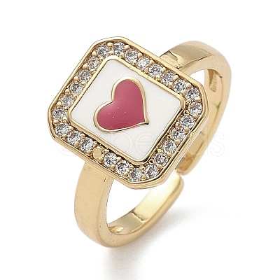 Brass Micro Pave Cubic Zirconia Cuff Rings RJEW-H256-12G-1