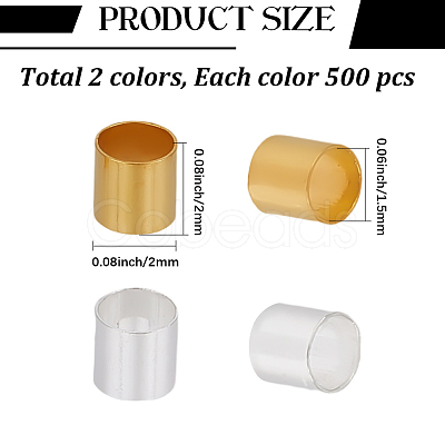 1000Pcs 2 Colors Brass Crimp Beads KK-PA0001-10-1
