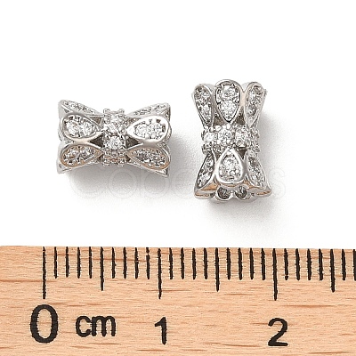 Brass Micro Pave Cubic Zirconia Beads KK-P239-32P-1