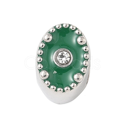 304 Stainless Steel Enamel with Rhinestone European Beads STAS-Z130-07P-1