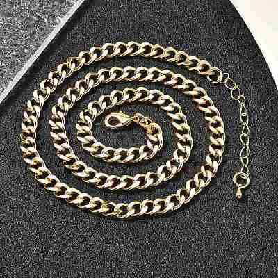 Brass Cuban Link Chain Necklaces for Women NJEW-U022-01G-1