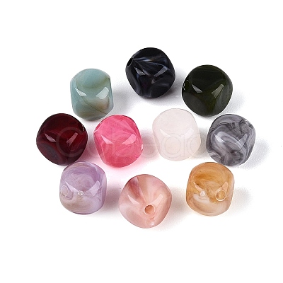 Two Tone Opaque Acrylic Beads OACR-Q205-03-1