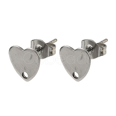 Non-Tarnish 304 Stainless Steel Heart Stud Earring Findings STAS-R063-37-1