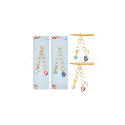 Brass Ring Knitting Row Counter Chains HJEW-NB00116-1