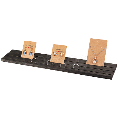 3-Slot Rectangle Wood Earring Display Card Stands EDIS-WH0012-45B-1