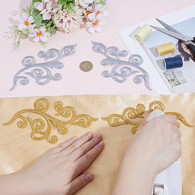 8 Pairs Ethnic Style Flower Pattern Computerized Embroidery Appliques PATC-GF0001-84C-1