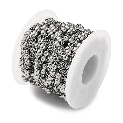 304 Stainless Steel Cable Chains with Beads CHS-F020-10P-1