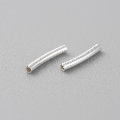 925 Sterling Silver Curved Tube Beads STER-WH0004-016-1