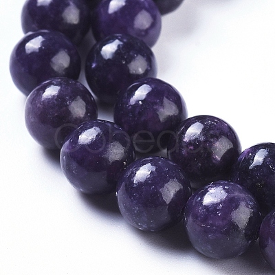 Natural Lepidolite/Purple Mica Stone Beads Strands G-D0020-16-8mm-1