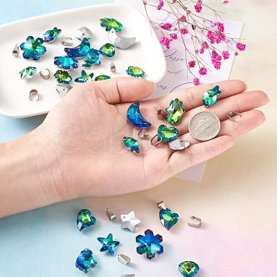 Electroplate Faceted Glass Pendants GLAA-TA0003-04-1