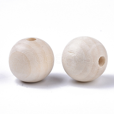 Natural Unfinished Wood Beads WOOD-S651-A20mm-LF-1