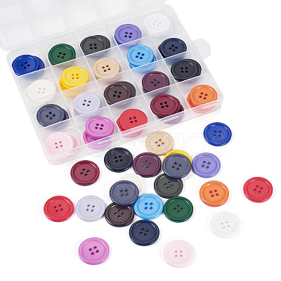 80Pcs 20 Colors 4-Hole Resin Buttons BUTT-TA0001-29A-1