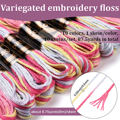 10 Skeins 6-Ply Polyester Embroidery Floss OCOR-CY0002-99H-1