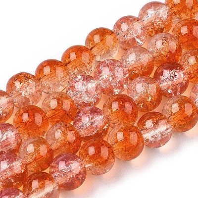 Transparent Crackle Baking Paint Glass Beads Strands DGLA-T003-01B-11-1