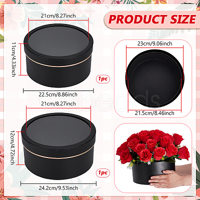 2Pcs 2 Sizes Flat Round Cardboard Paper Flower Organizer Package Boxes CON-BC0007-79B-1