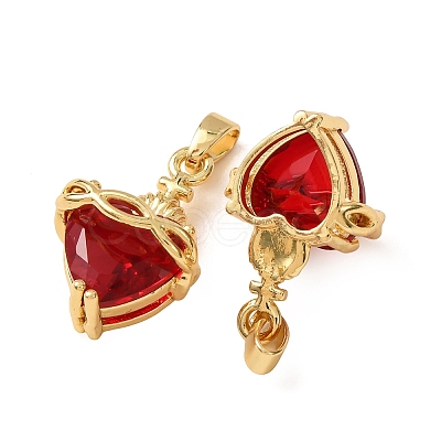 Brass Pave Red Cubic Zirconia Pendants CU-CBABEDB-01G-1