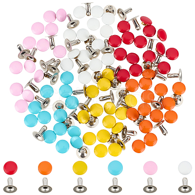300Pcs Flat Round Baking Paint Zinc Alloy Snap Rivet Butt Screw FIND-GF0009-30B-1