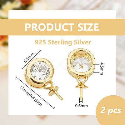 2Pcs 925 Sterling Silver Micro Pave Cubic Zirconia Pendants Bails STER-BC0003-60G-1
