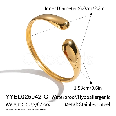 304 Stainless Steel Adjustable Open Cuff Bangles for Women AP4404-1-1