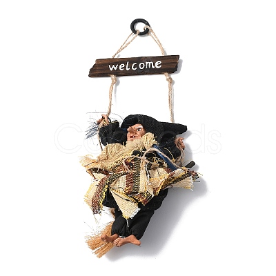 Halloween Flying Witch Cloth Hanging Decorations HJEW-K039-01B-1