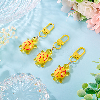 3Pcs Resin Tortoise Pendant Decorations HJEW-TA0001-39A-1