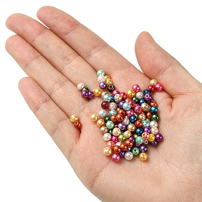 Baking Paint Pearlized Glass Pearl Round Bead Strands X-HY-Q004-4mm-M-1