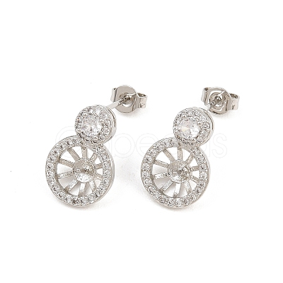 Brass Micro Pave Cubic Zirconia Stud Earring Findings CU-CBAA5EE-02P-1