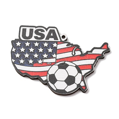 American Football Themed Printed Wooden Pendants WOOD-B012-02E-1