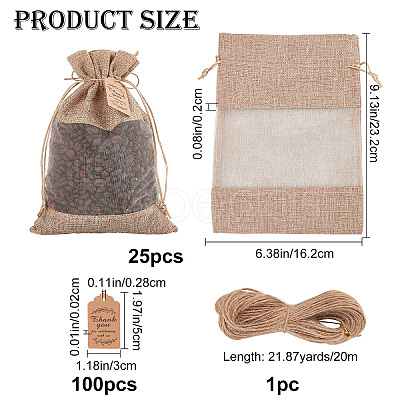 CRASPIRE 25Pcs Burlap Packing Pouches Drawstring Bag DIY-CP0007-77-1