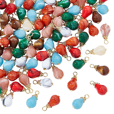 100Pcs Imitation Gemstone Acrylic Pendants PALLOY-AR00039-1