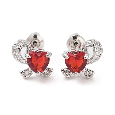 Rack Plating Brass Micro Pave Cubic Zirconia Stud Earrings EJEW-I304-06P-09-1