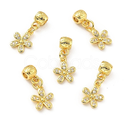 Rack Plating Brass Micro Pave Clear Cubic Zirconia Pendants X-KK-E034-20G-1