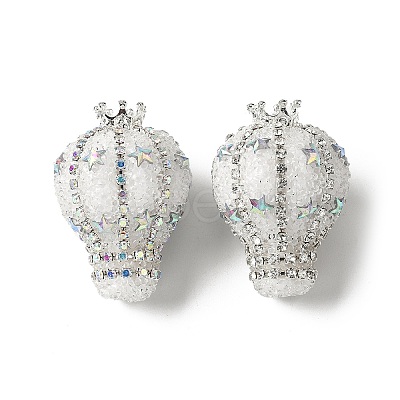 Crown Hot Air Balloon Acrylic Rhinestone Beads OACR-S048-03D-1