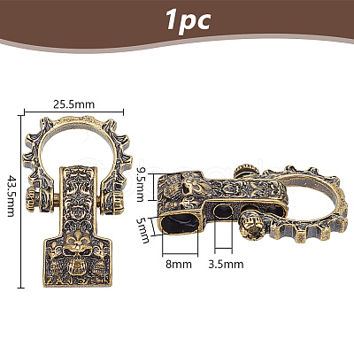 Nbeads 1Pc Tibetan Style Brass Shackle Clasps KK-NB0003-68-1