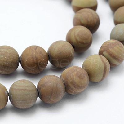 Natural Wood Lace Stone Beads Strands G-F518-21-8mm-1