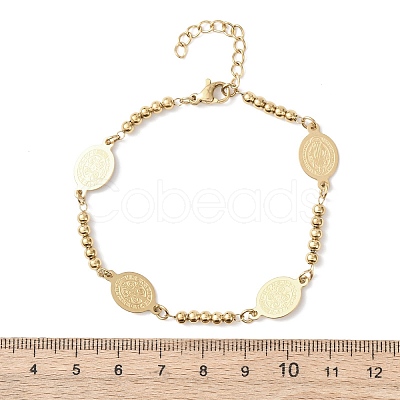 Religion 304 Stainless Steel Link Bracelets BJEW-F524-04A-G-1