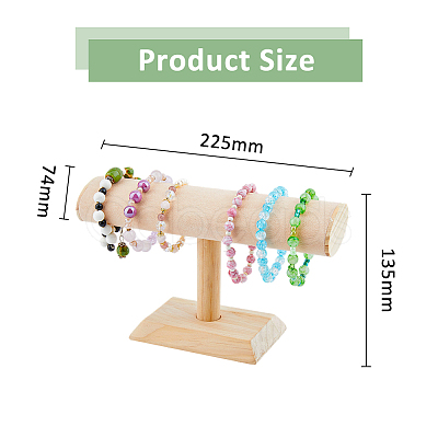 Velvet T-Bar Bracelet Display Stands with Wooden Base BDIS-WH0010-03B-1